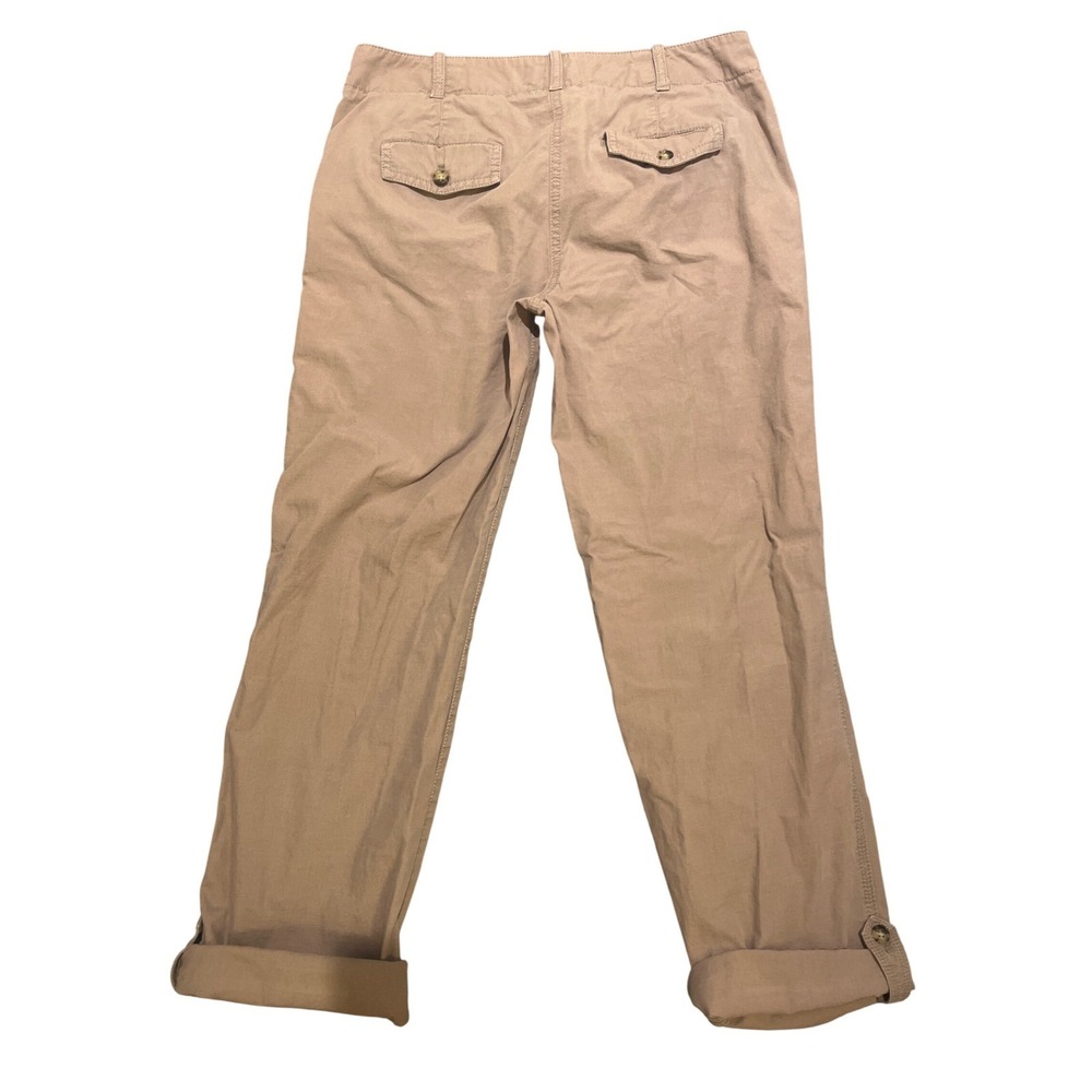 Talbots Pants Women's Size 4 Khaki Cotton Blend Cuffed Casual Trousers Comfort - Picture 2 of 12